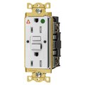 Bryant GFCI Receptacle, Self Test, Tmpr and Wthr Resistant, 15A 125V, 2-Pole 3- Wire Grndng, 5-15R, White GFST82WIG